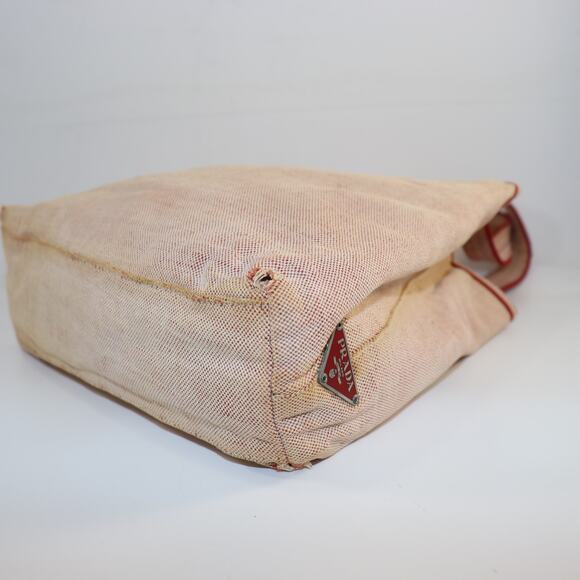 Vintage Prada Red & Natural Canvas Tote Bag - Picture 6 of 10